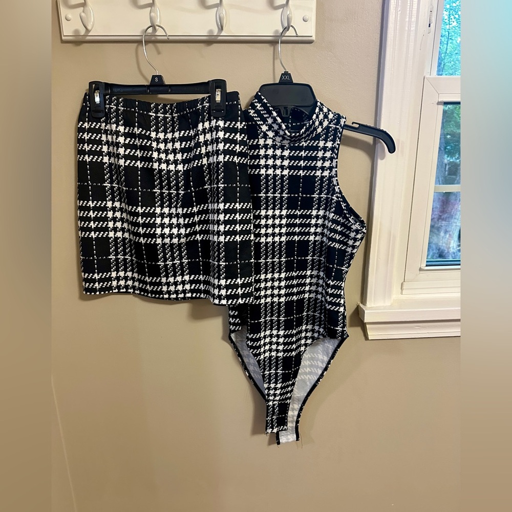 SHEIN Monochrome Houndstooth Patterned set